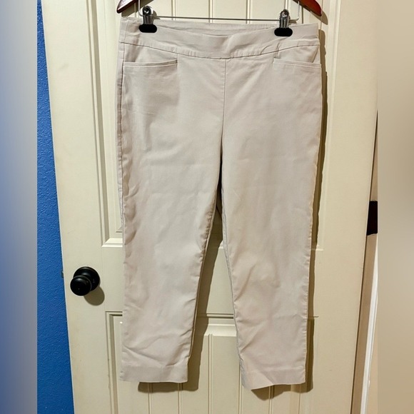 Chico's Tan Pull-On Slim Rivet Ankle Pants - Picture 2 of 5